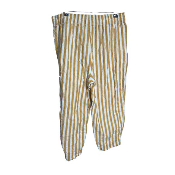 Madewell XL Tapered Huston Pull-On Crop Pants in Stripe White Yellow - Picture 3 of 7